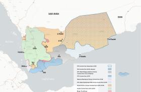 Map showing areas of control in Yemen after the December 2025 offensive by STC-aligned forces.