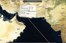 Tracking map for the oil tanker Nora.