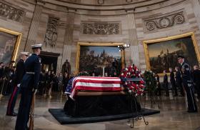 A dignitary lies in state with an honor guard at the U.S. Capitol Rotunda - source: Architect of the Capitol