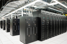 Photo of computer servers in a data center.