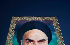 A banner of Iran's former Supreme leader Khomeini