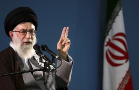 Iran's supreme leader, Ayatollah Ali Khamanei, gestures while speaking