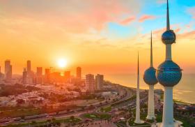 Kuwait City at sunset.